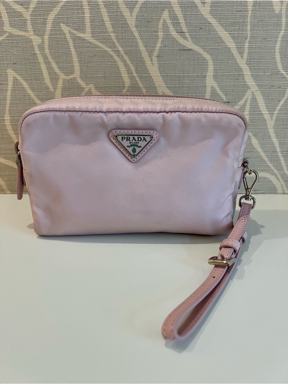 Authentic Prada Re-Nylon necessaire Pouch in Alabaster Pink